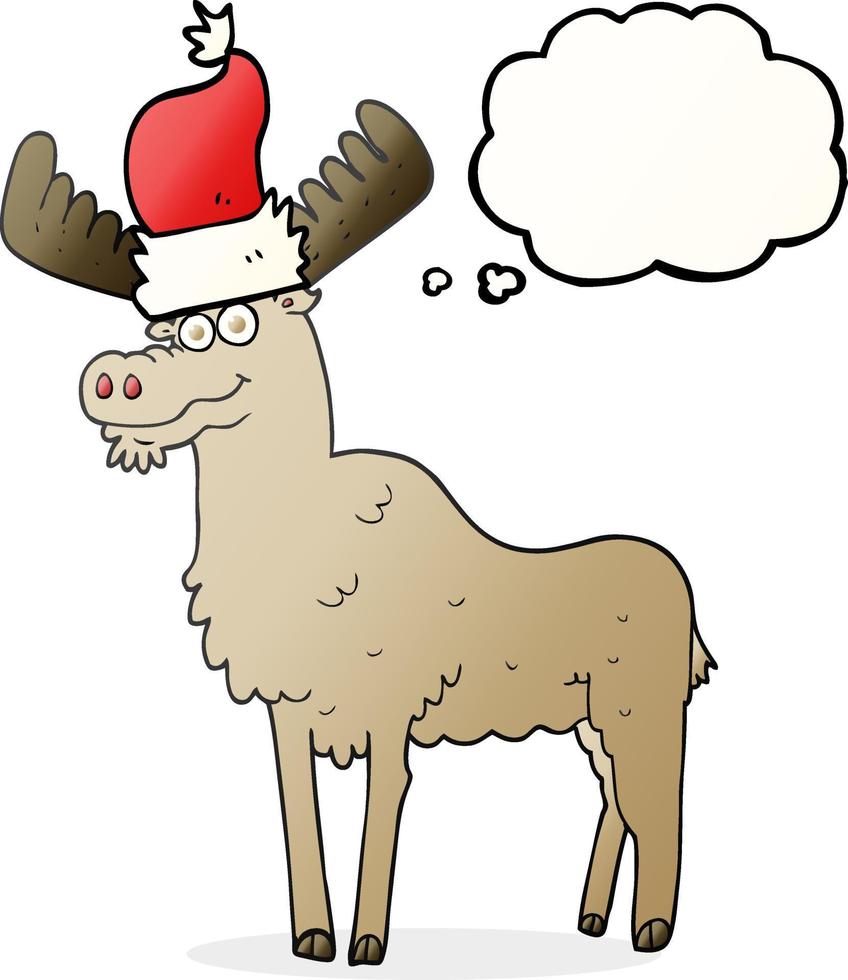 freehand drawn thought bubble cartoon christmas moose vector