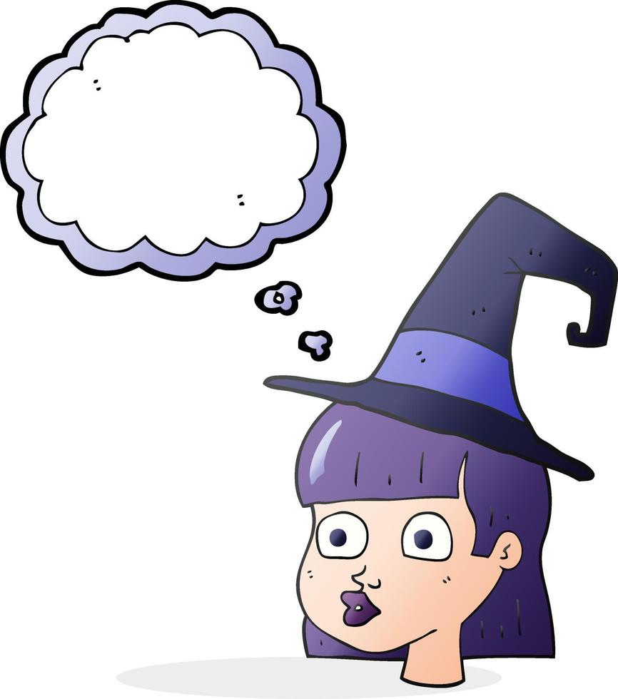 freehand drawn thought bubble cartoon witch vector