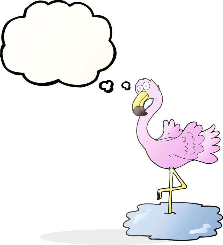 freehand drawn thought bubble cartoon flamingo vector