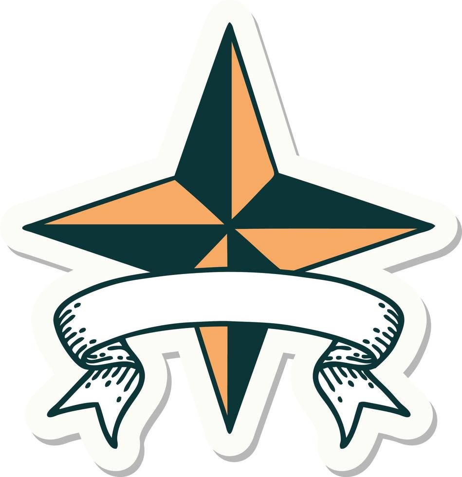 tattoo style sticker with banner of a star vector