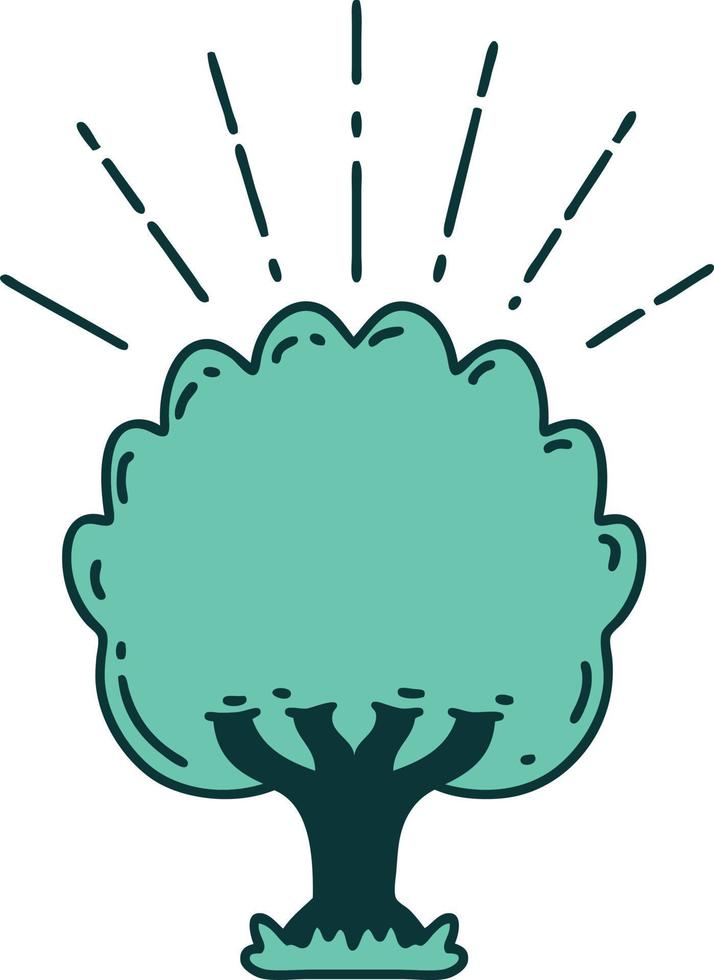illustration of a traditional tattoo style tree vector