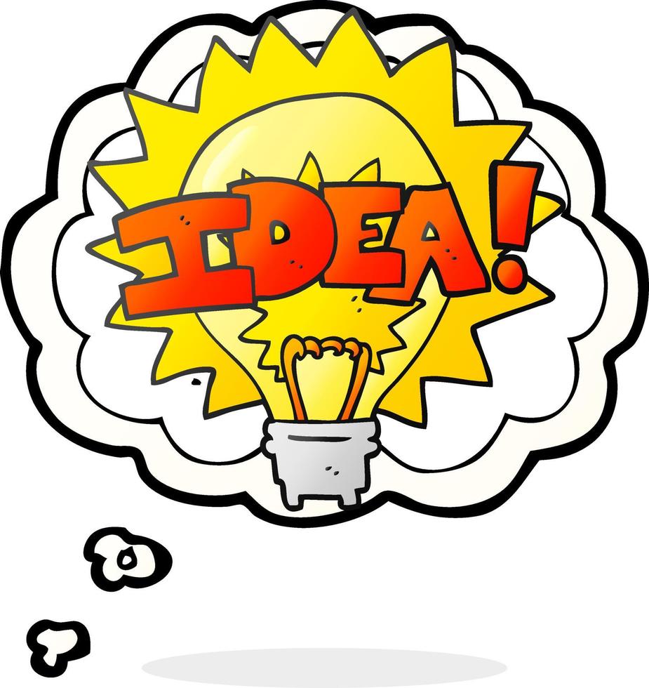 freehand drawn thought bubble cartoon idea light bulb symbol vector