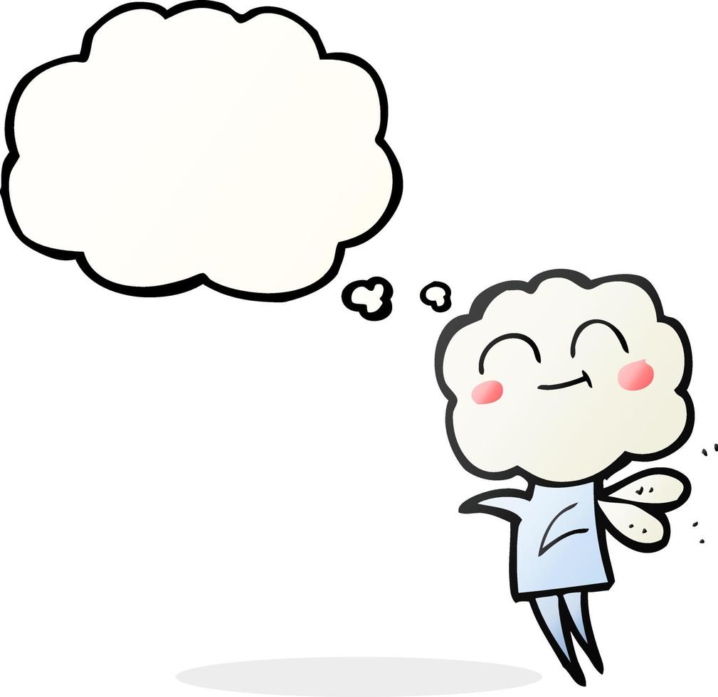 freehand drawn thought bubble cartoon cute cloud head imp vector