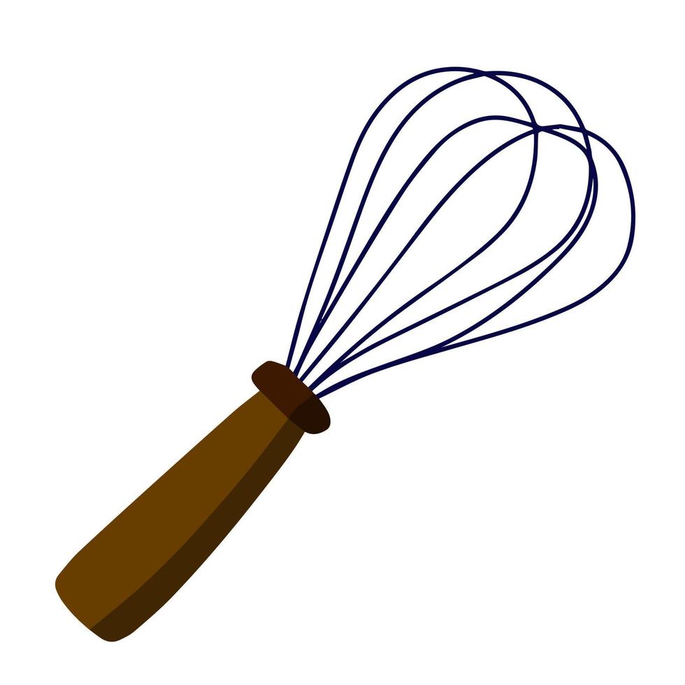 Whisk for cooking. Whipping up food. Kitchen utensils. Tool for blend ingredient. Flat cartoon vector