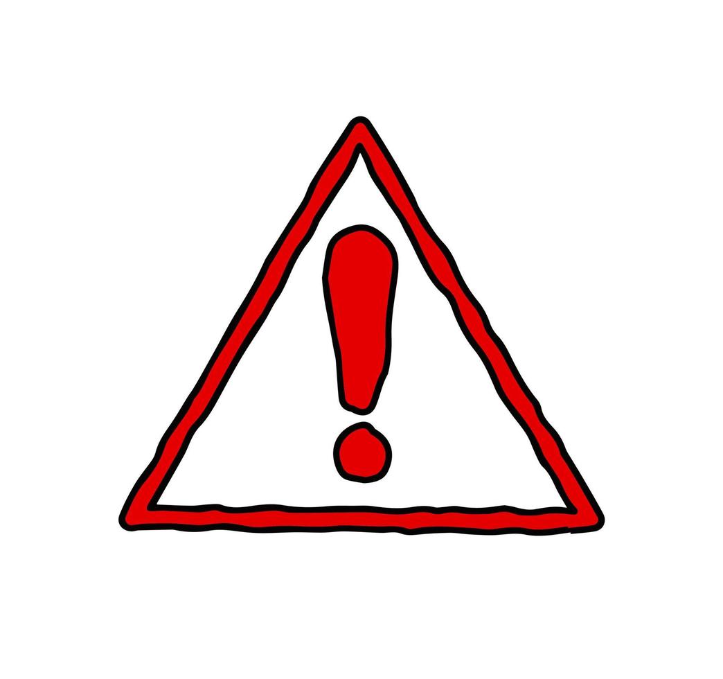 señal de peligro roja. signo de exclamación en un triángulo. atención y precaución. estilo de trazo de pincel vector