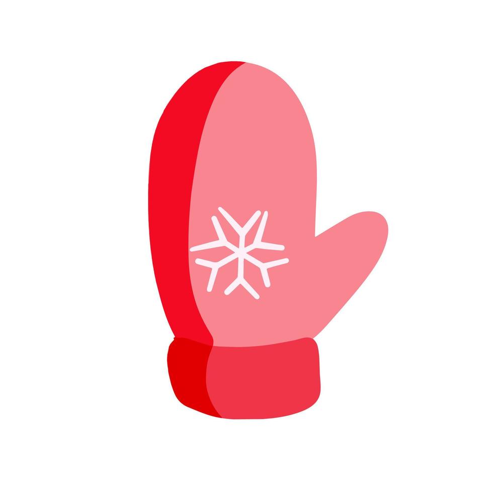 Mitten. Winter glove. Children Clothing for cold weather. Flat cartoon illustration isolated on white vector