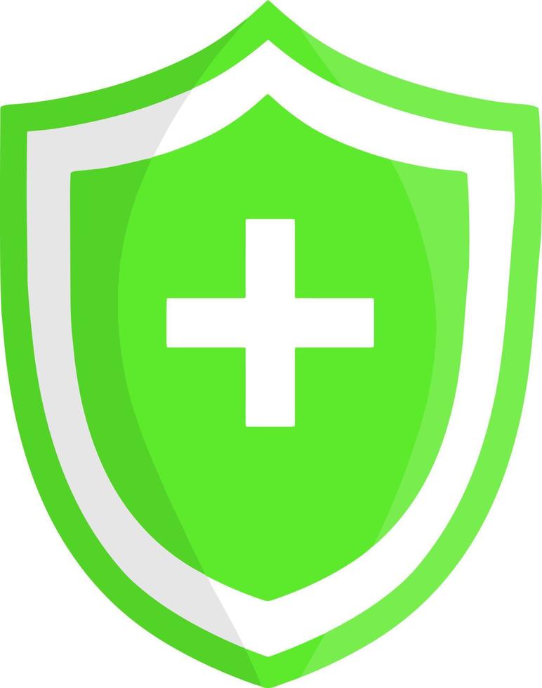 Medical symbol of immunity and security. Armor and cross. Abstract flat illustration vector