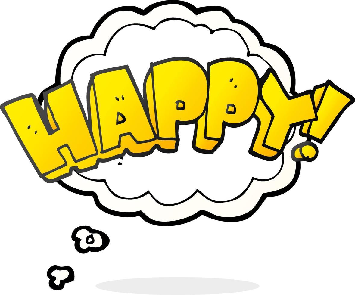 freehand drawn thought bubble cartoon happy text symbol vector
