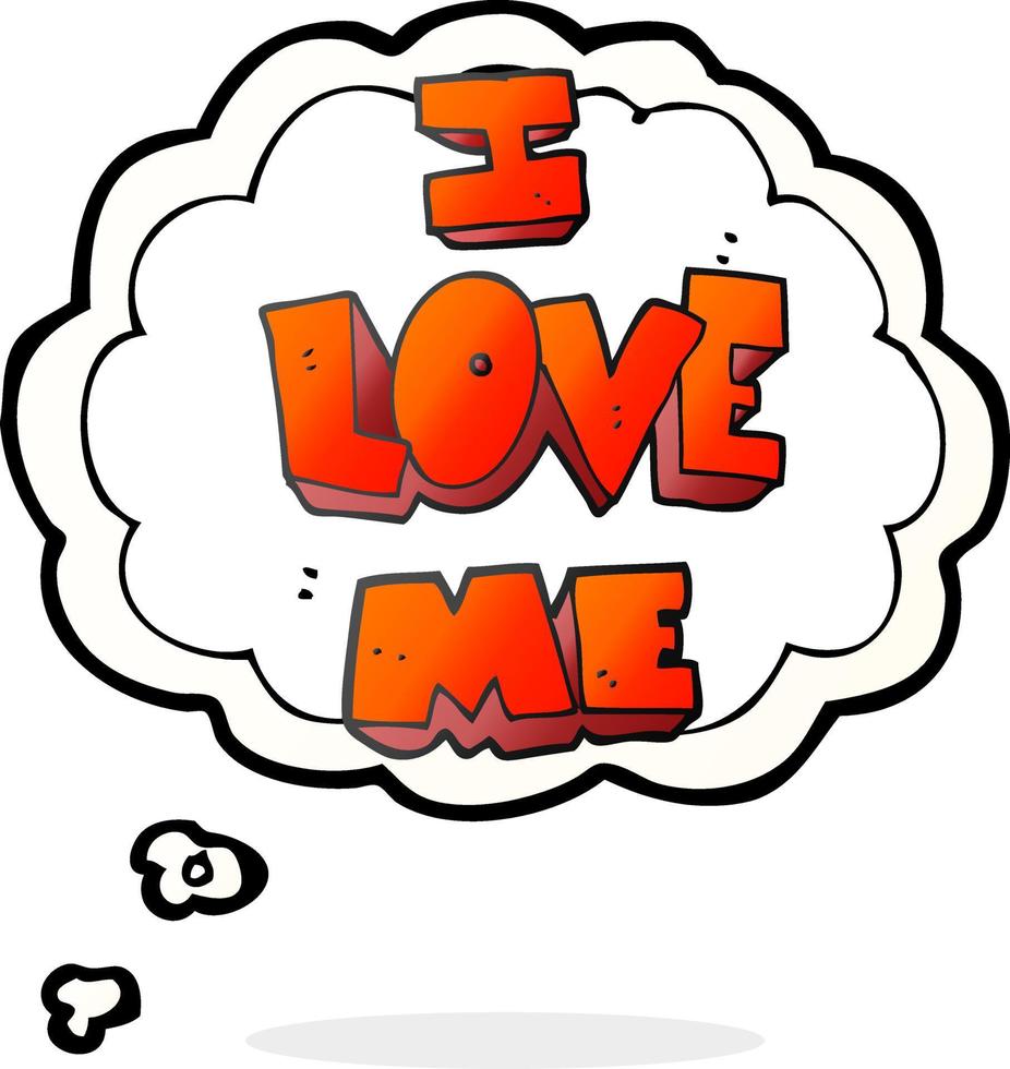 i love me freehand drawn thought bubble cartoon symbol vector