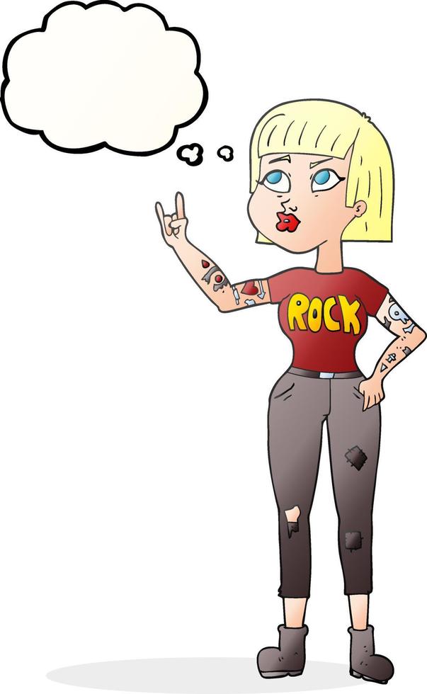 Pensamiento dibujado a mano alzada burbuja cartoon rock girl vector