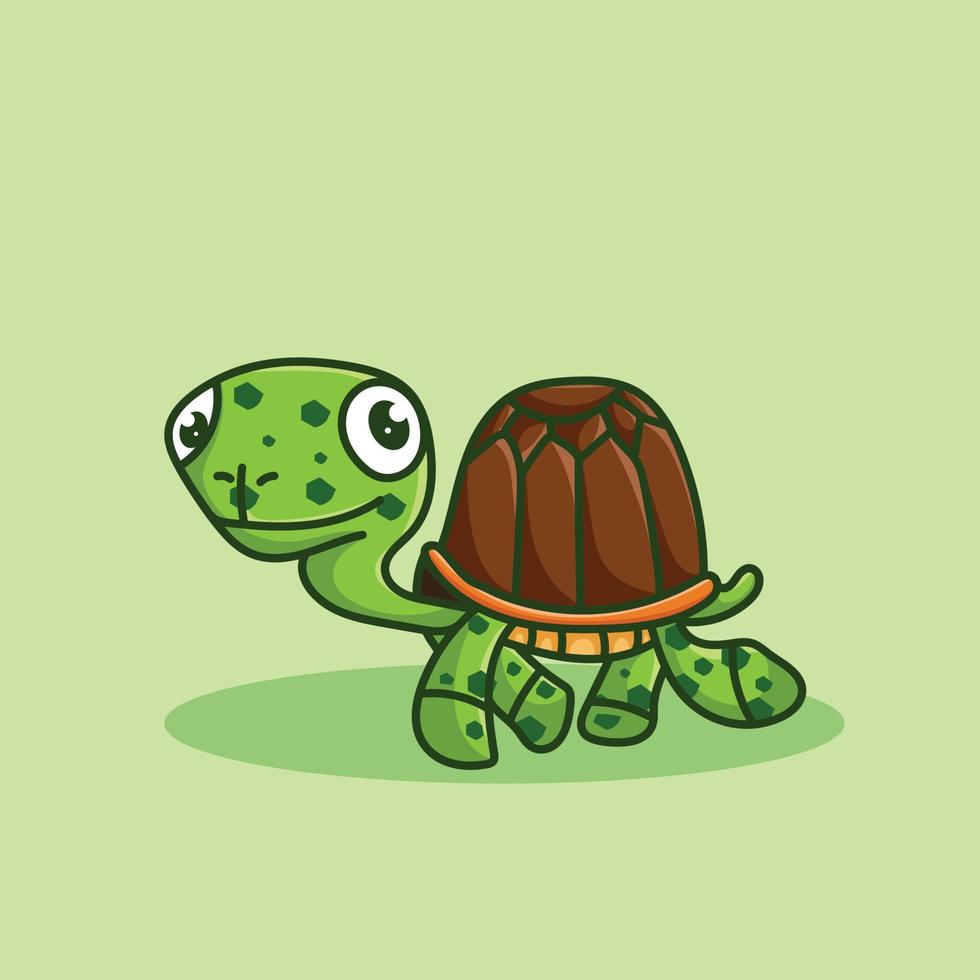 diseño plano del personaje de dibujos animados de la mascota de la tortuga vector