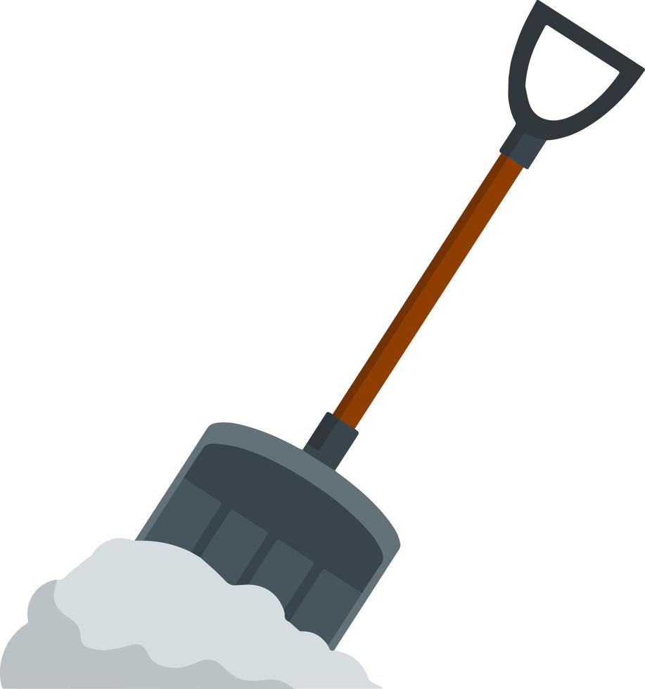 Shovel for snow cleaning. Wide shoulder blade. Winter Snowdrift. Flat cartoon illustration isolated on white background vector