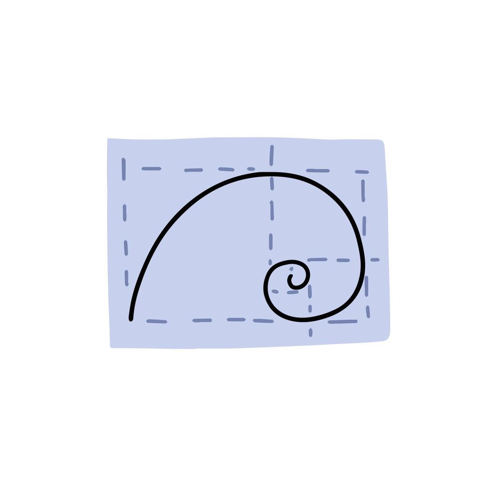 Golden ratio. Fibonacci spiral. Icon of Concept of Art and science in doodle style vector