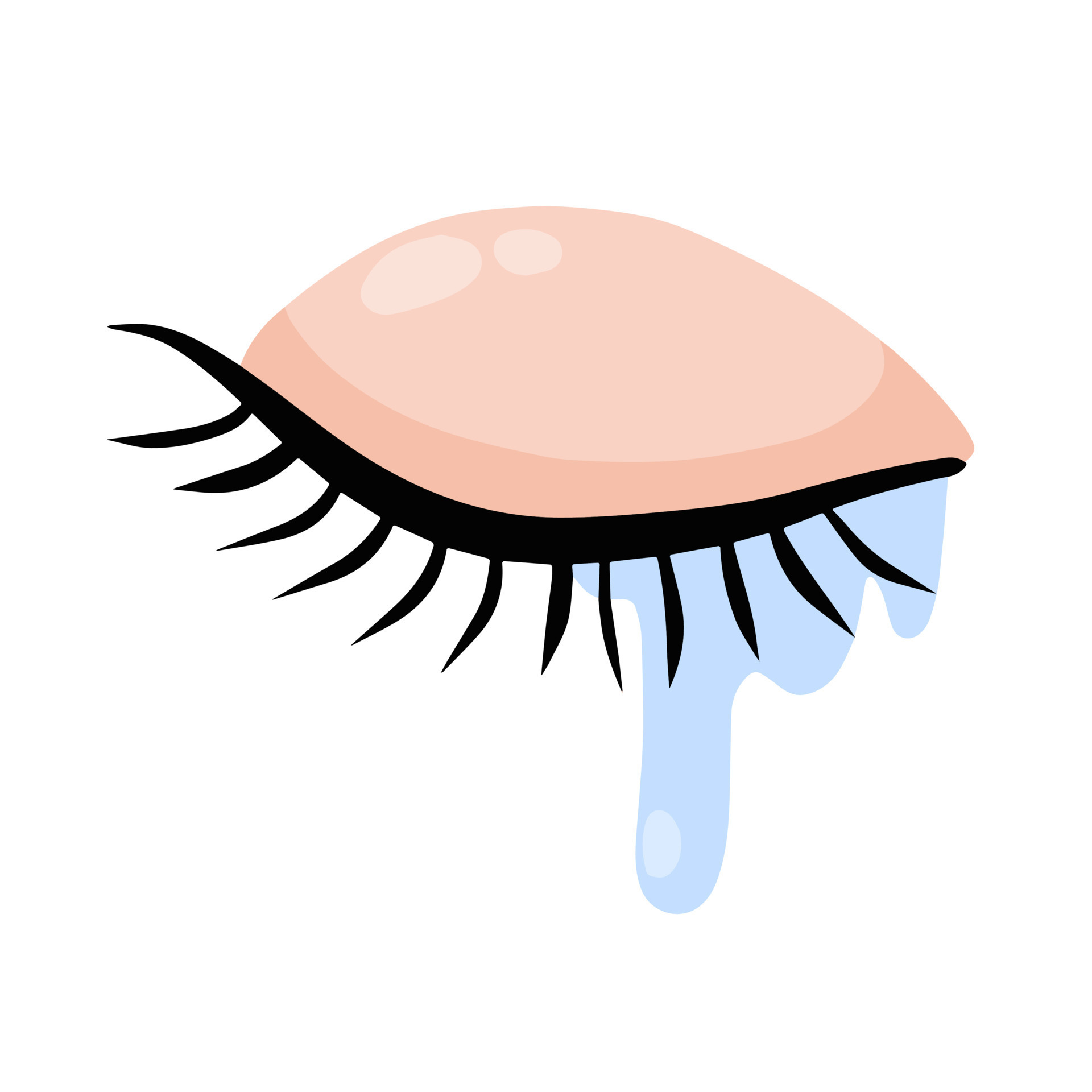 Crying eye with tears. Closed eyelid with eyelashes. Stress and  frustration. Flat cartoon 11183273 Vector Art at Vecteezy
