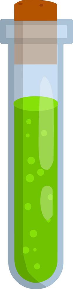 frasco de veneno verde. botella de líquido. preparación médica. objeto de vidrio gota de toxina. ilustración plana de dibujos animados. artículo alquímico vector