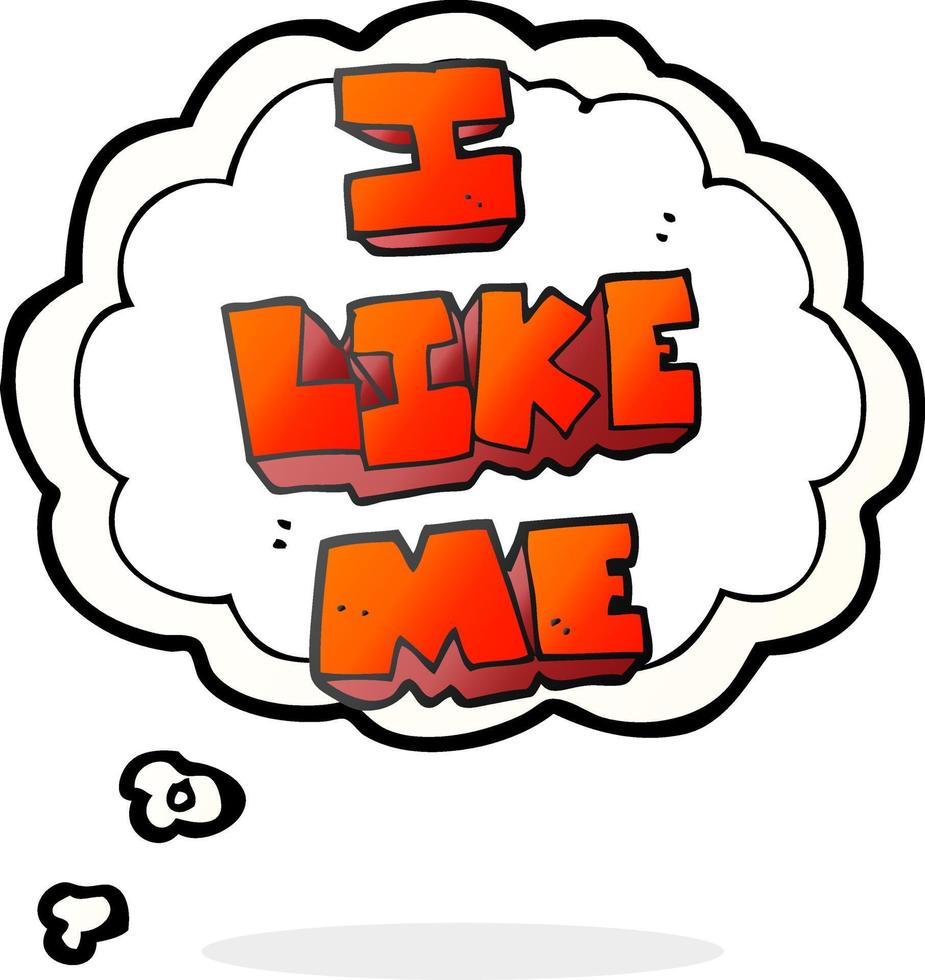 freehand drawn thought bubble cartoon i like me symbol vector