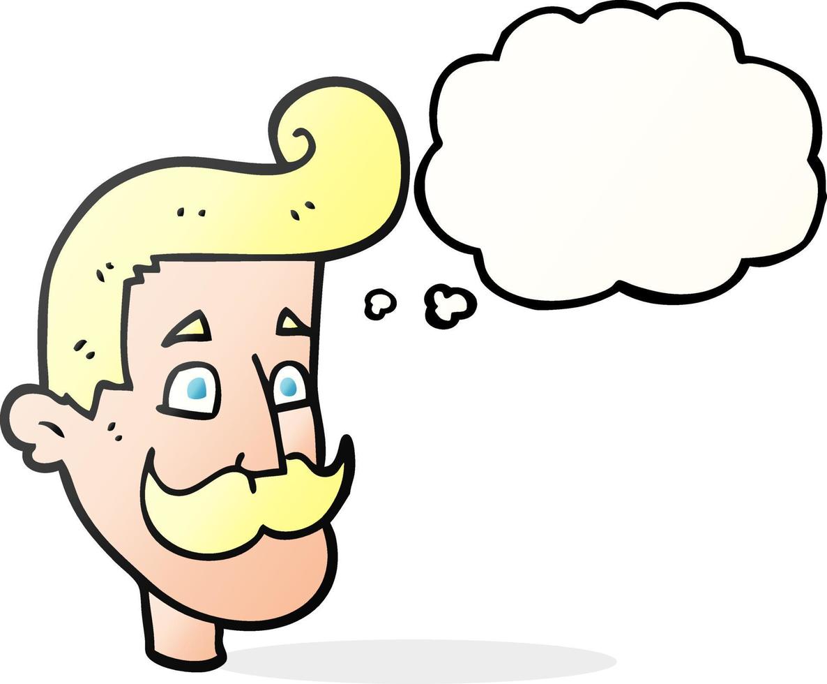 freehand drawn thought bubble cartoon man with mustache vector