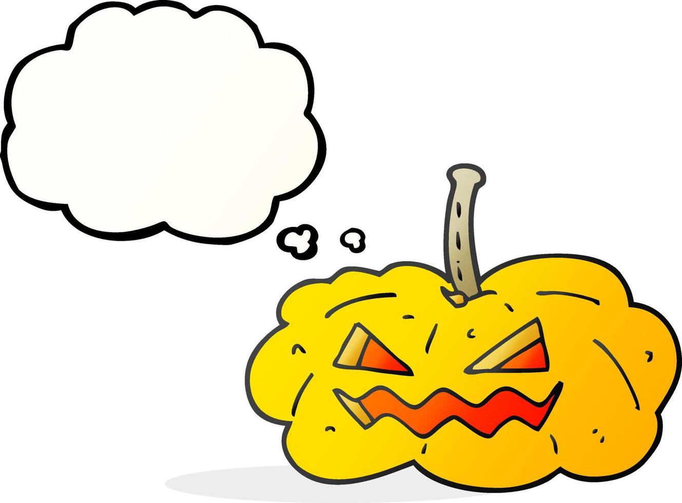 freehand drawn thought bubble cartoon halloween pumpkin vector