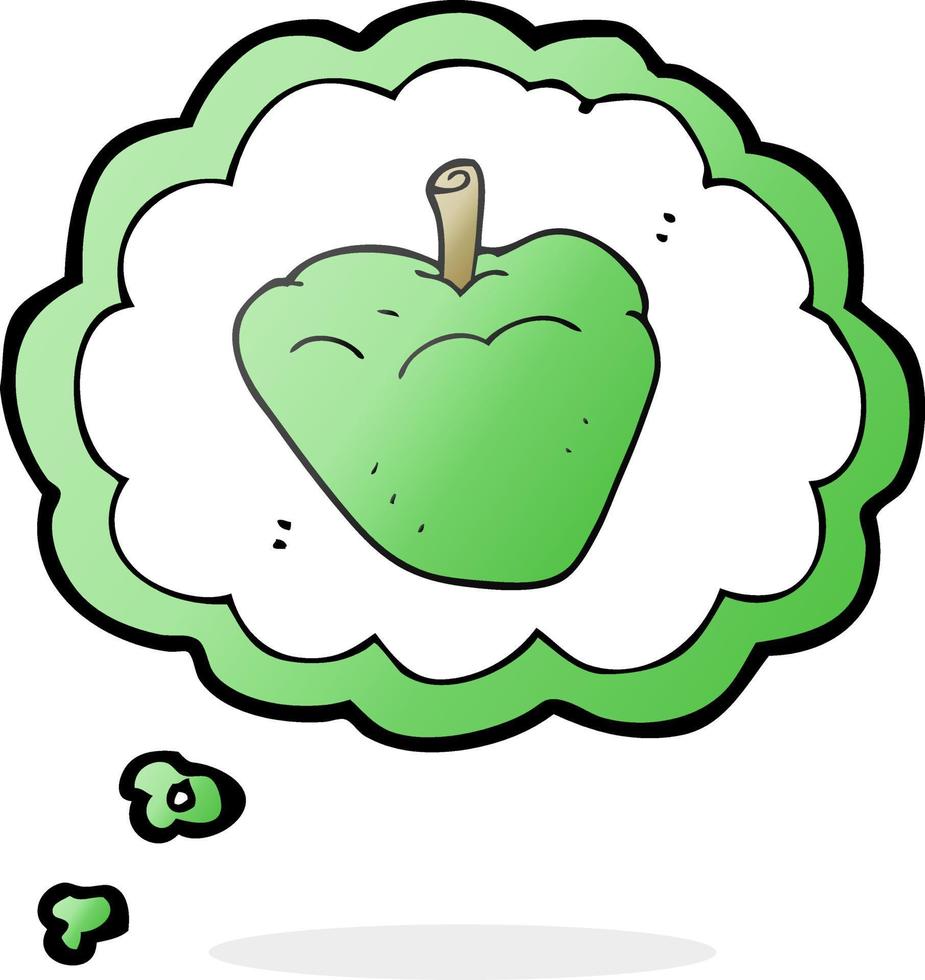 Pensamiento dibujado a mano alzada bubble cartoon manzana orgánica vector