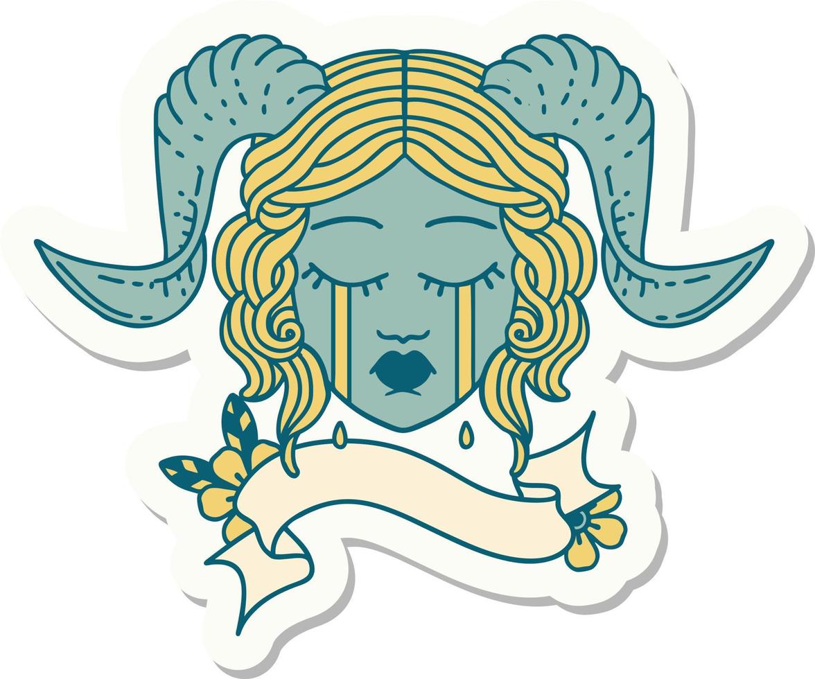 sticker of a tiefling character face vector