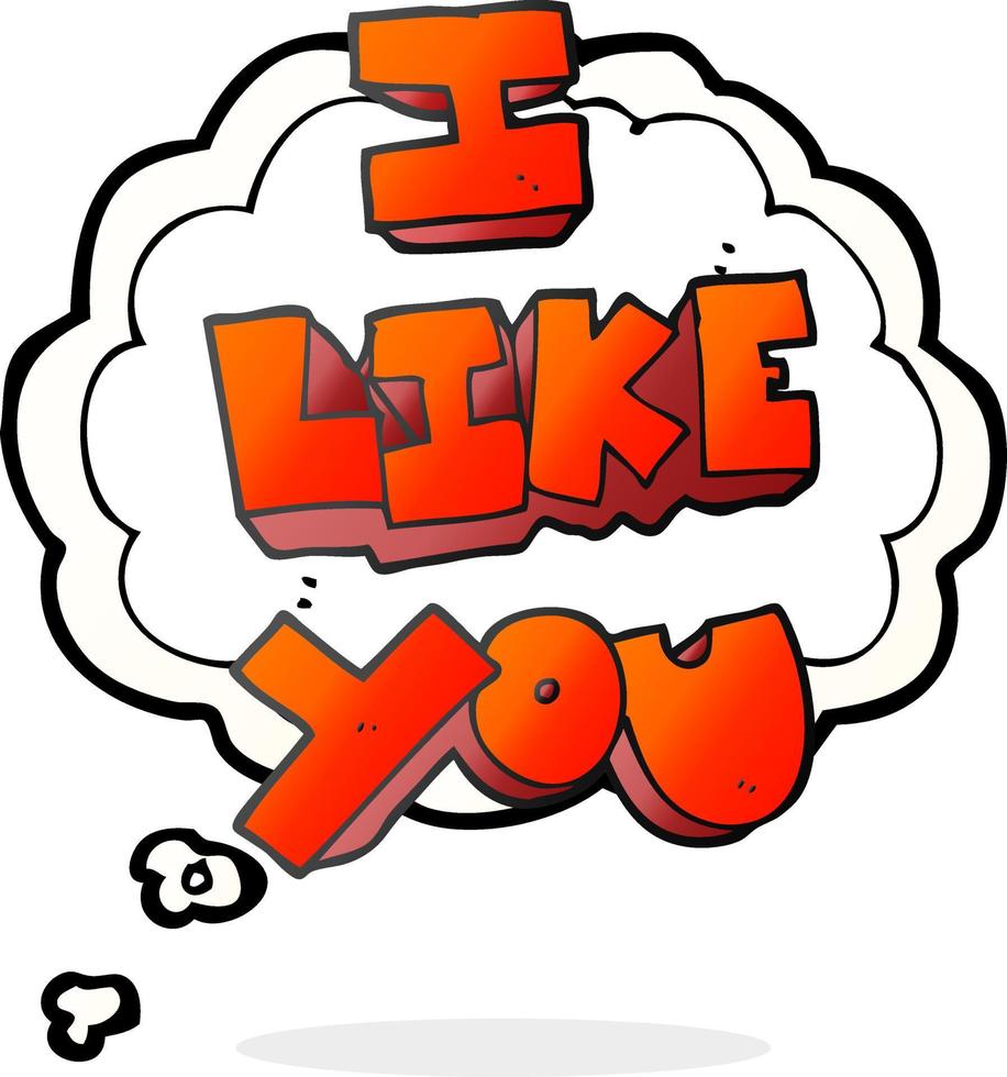 I like you freehand drawn thought bubble cartoon symbol vector