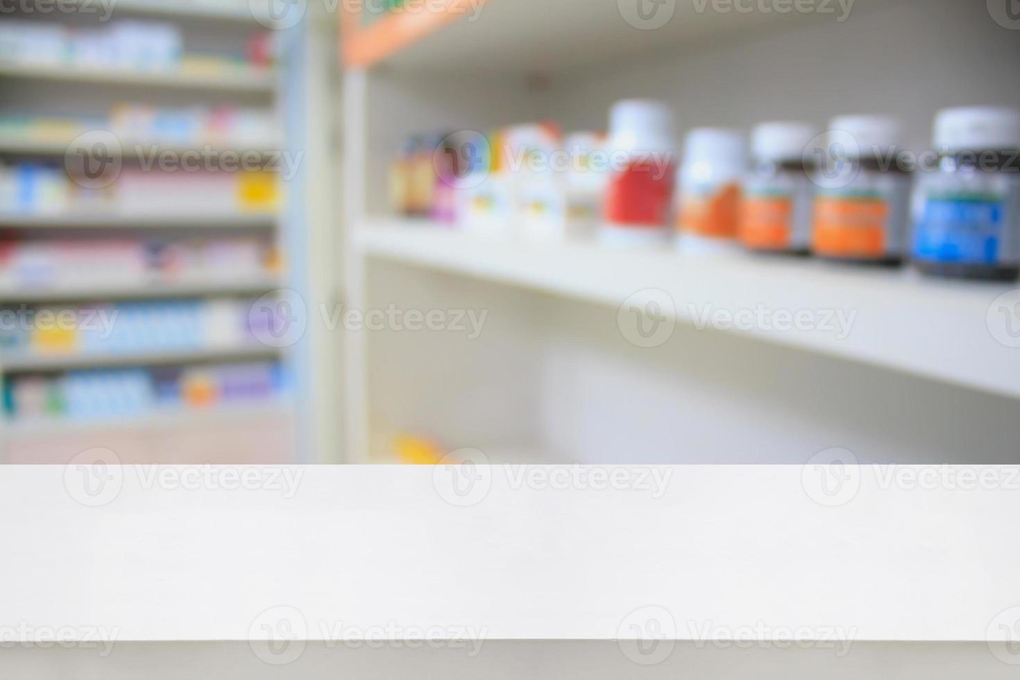 pharmacy table counter in the pharmacy shop photo