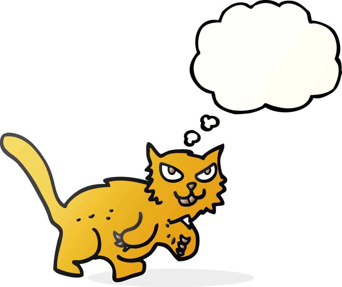 freehand drawn thought bubble cartoon cat vector