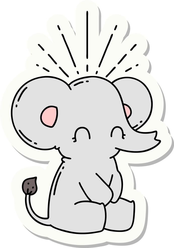 sticker of a tattoo style cute elephant vector