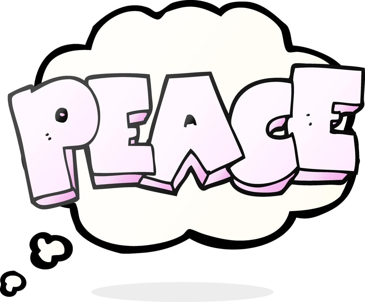 Pensamiento dibujado a mano alzada burbuja cartoon palabra paz vector