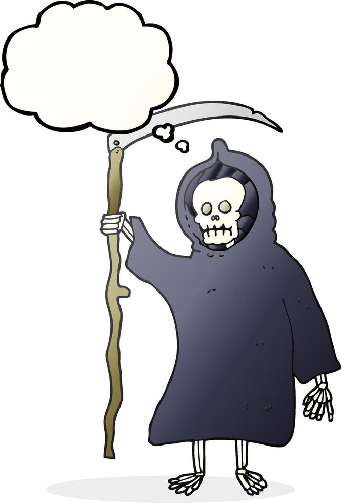 freehand drawn thought bubble cartoon spooky death figure vector