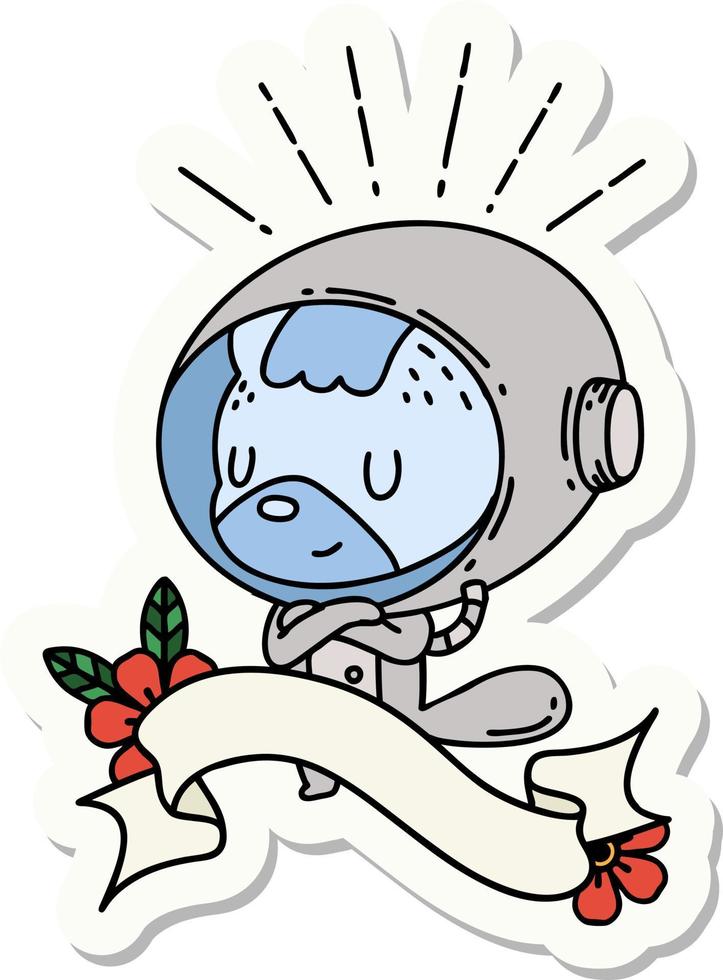 sticker of a tattoo style animal in astronaut suit vector