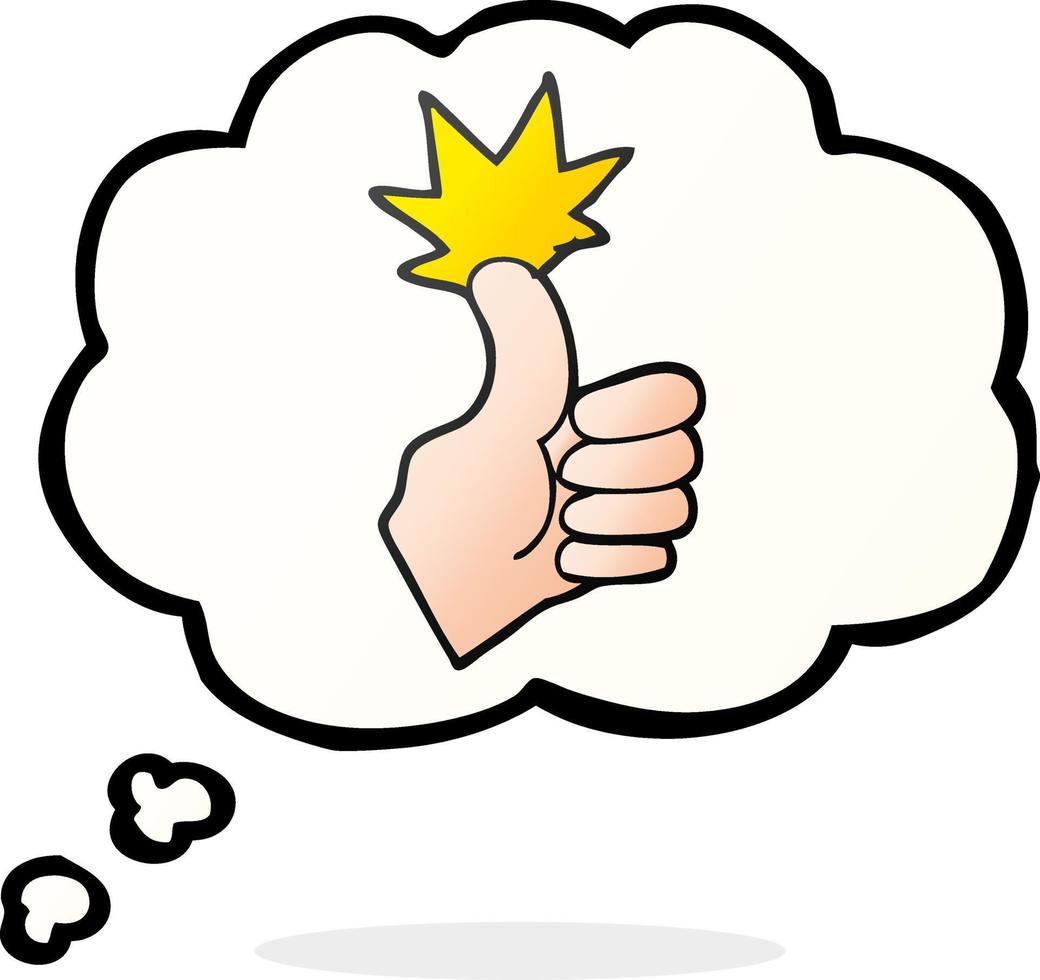 Pensamiento dibujado a mano alzada bubble cartoon Thumbs up vector