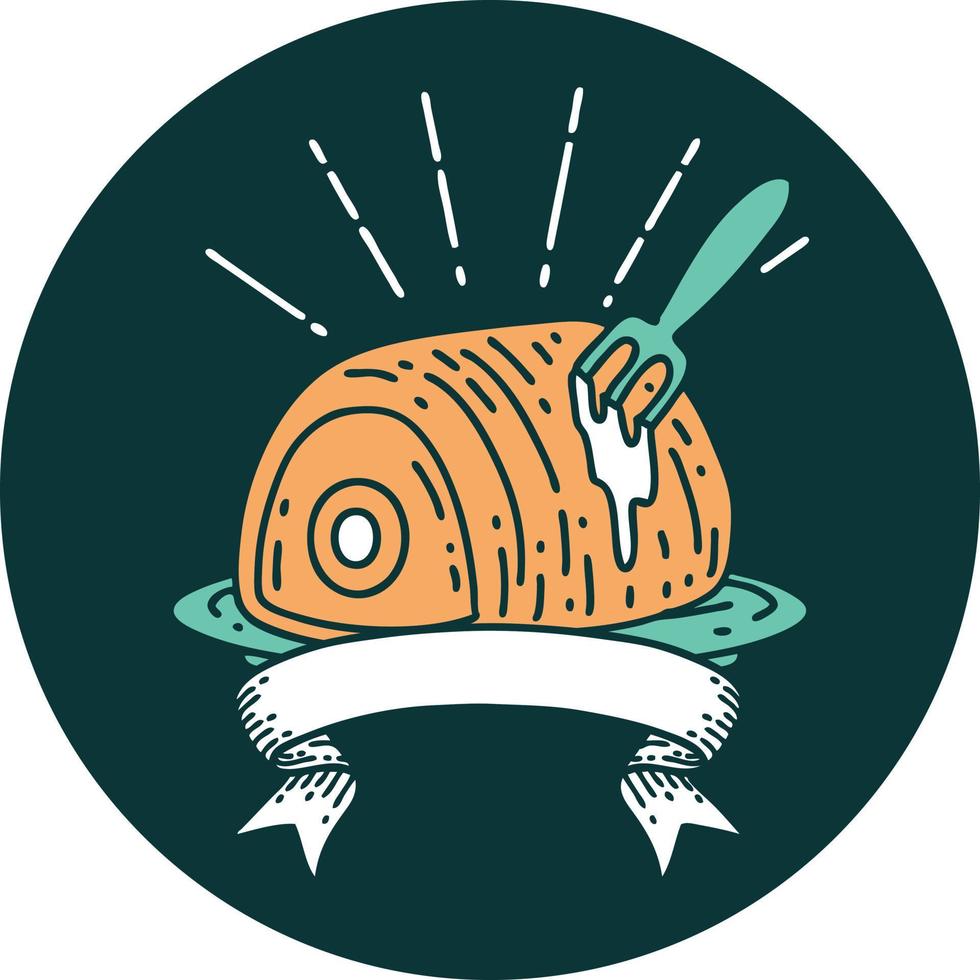 icon of a tattoo style roast beef vector