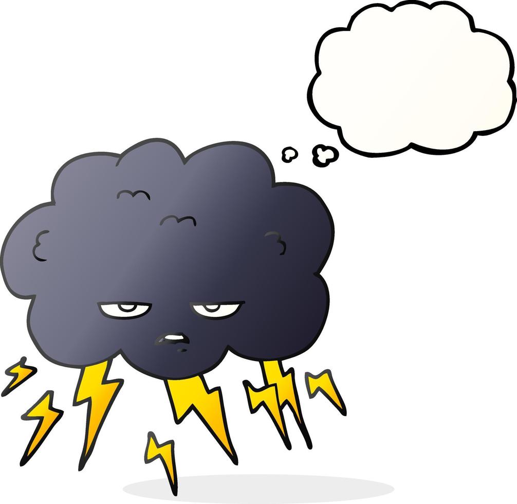 freehand drawn thought bubble cartoon thundercloud vector