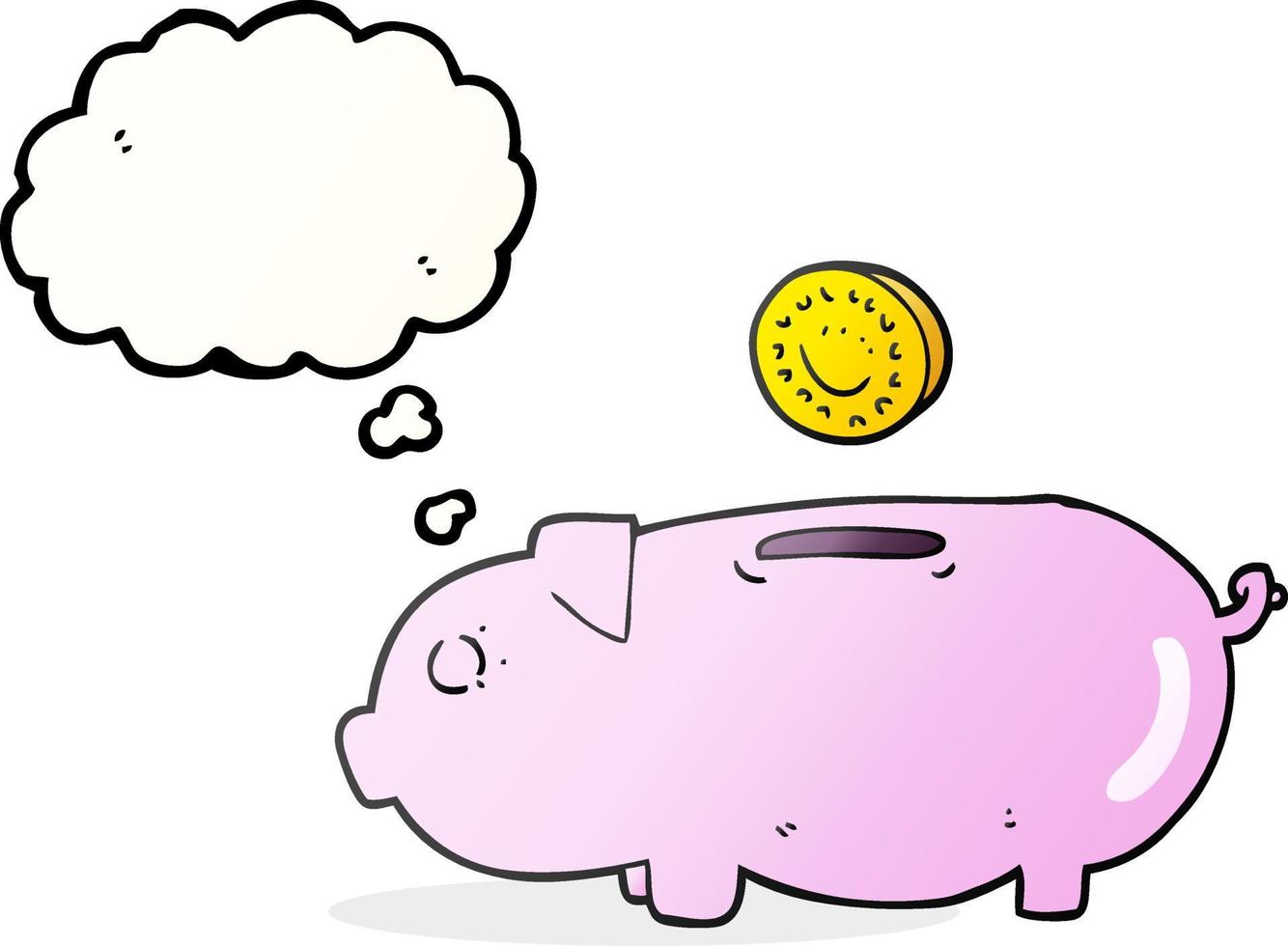 freehand drawn thought bubble cartoon piggy bank vector