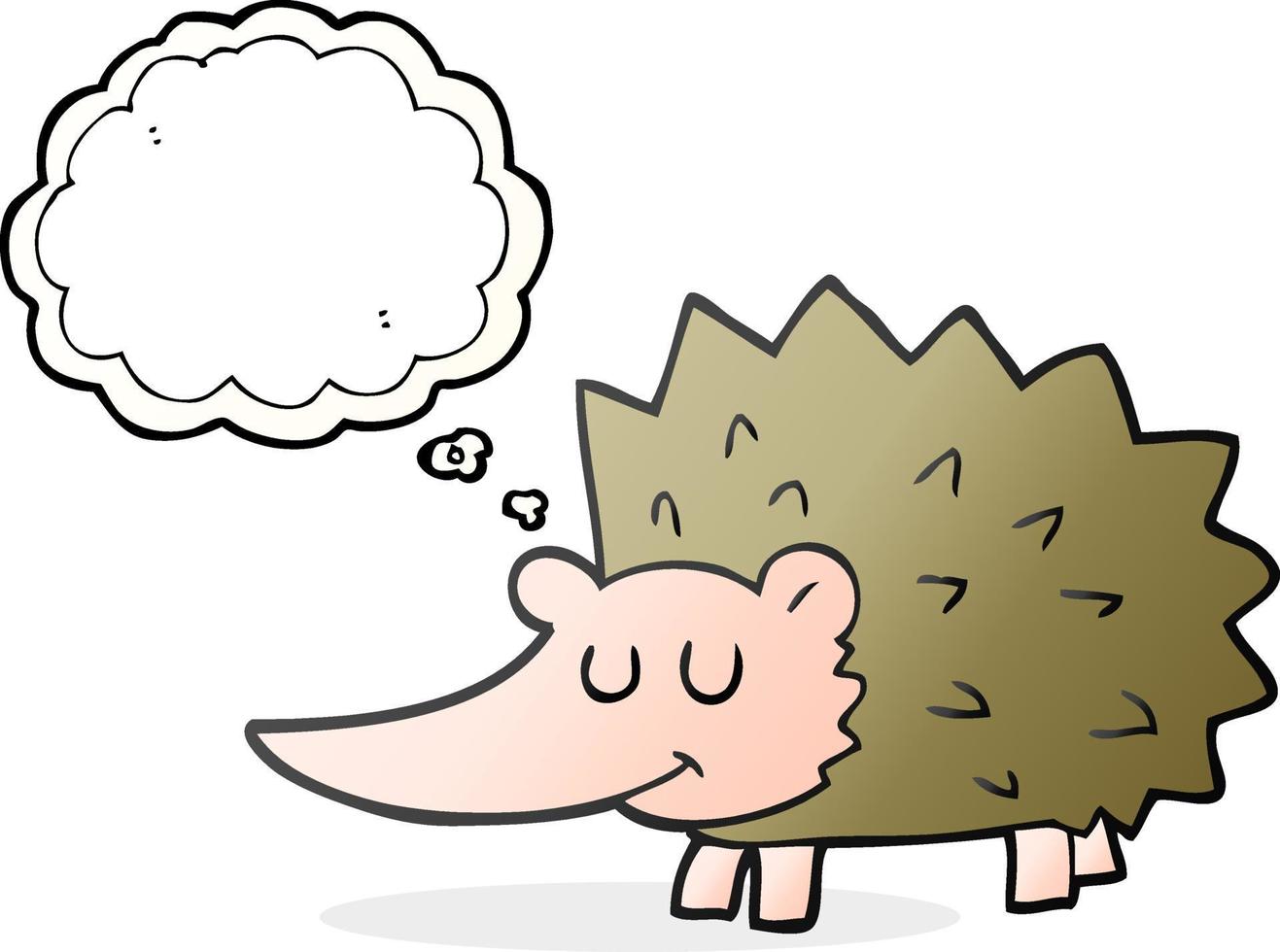 freehand drawn thought bubble cartoon hedgehog vector