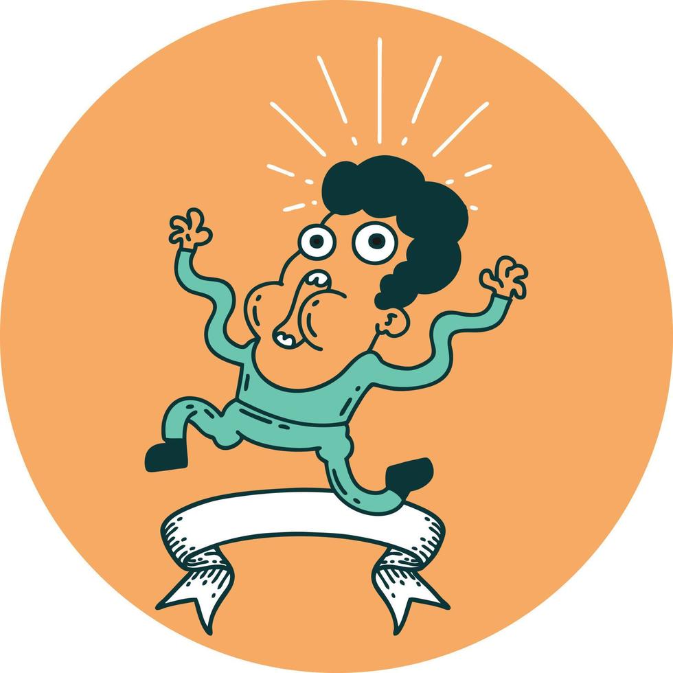 icon of a tattoo style frightened man vector