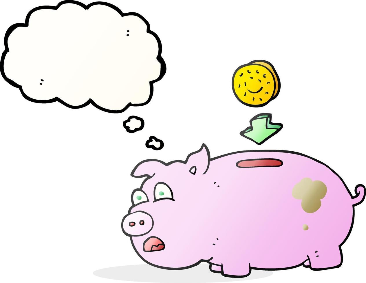 freehand drawn thought bubble cartoon piggy bank vector