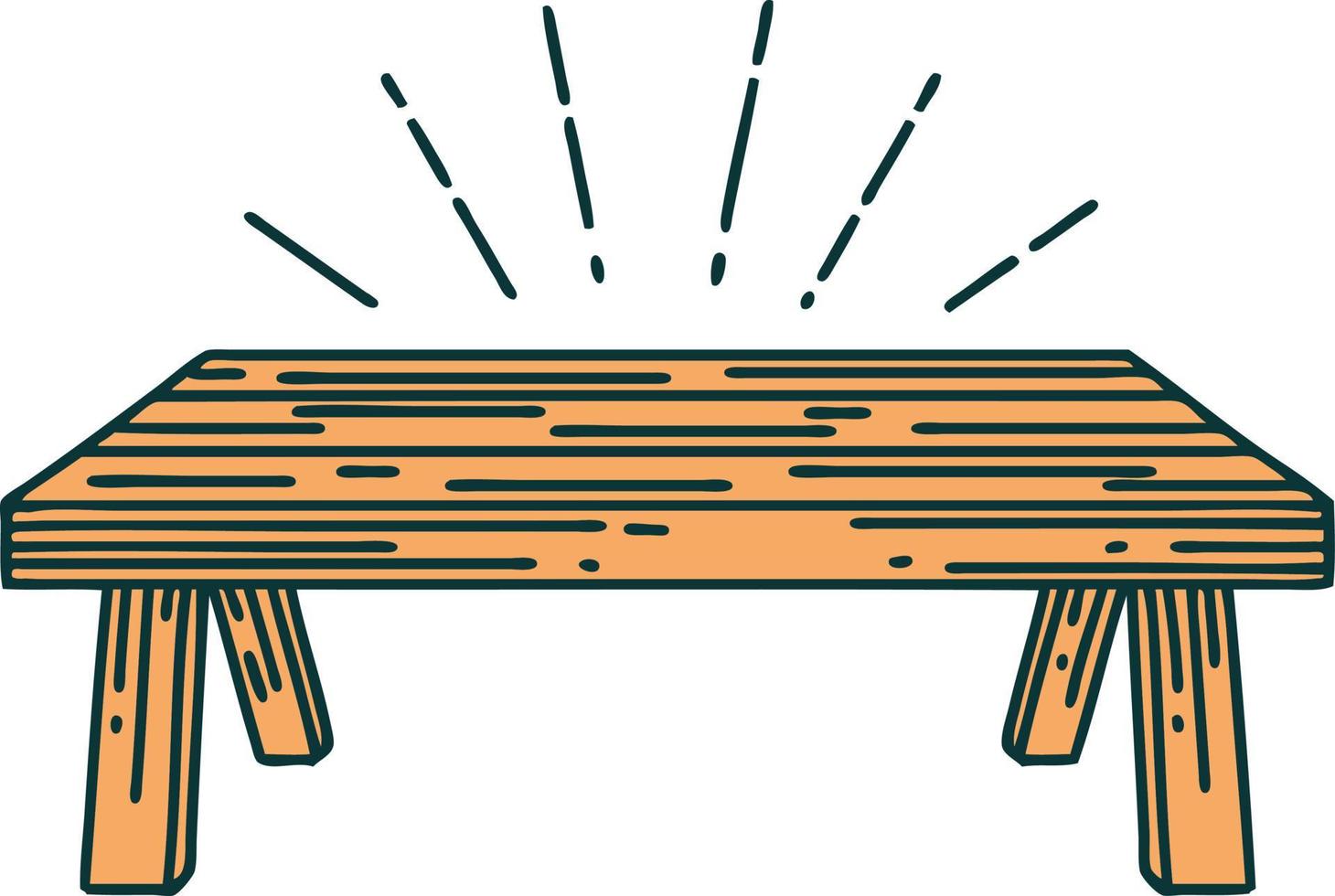 illustration of a traditional tattoo style wood table vector