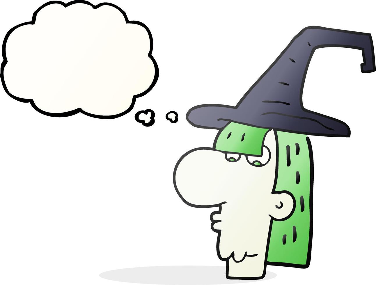 freehand drawn thought bubble cartoon witch head vector