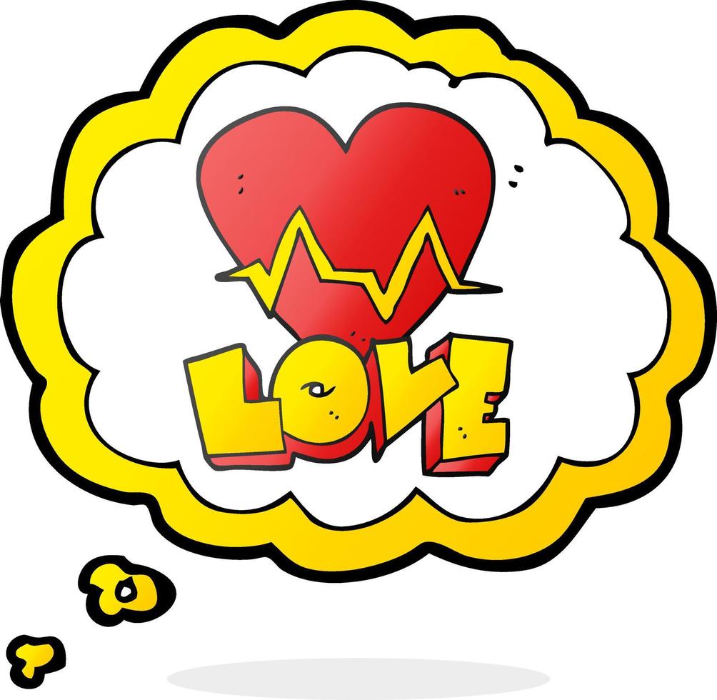 freehand drawn thought bubble cartoon heart rate pulse love symbol vector