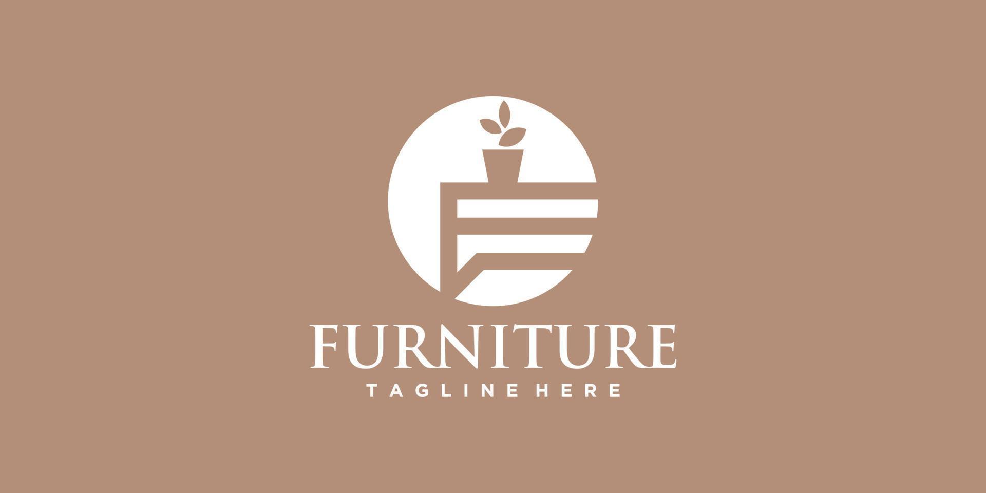 diseño de logotipo de muebles minimalistas con vector premium de concepto simple