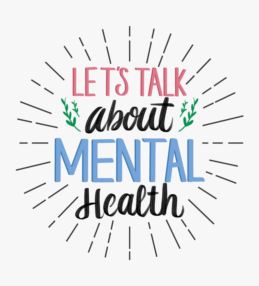 handwriting mental health calligraphy illustration vector