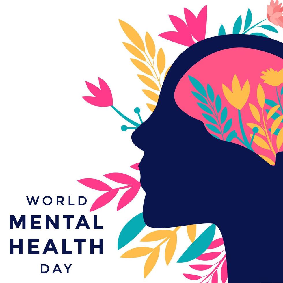 illustration world mental health day design concept vector