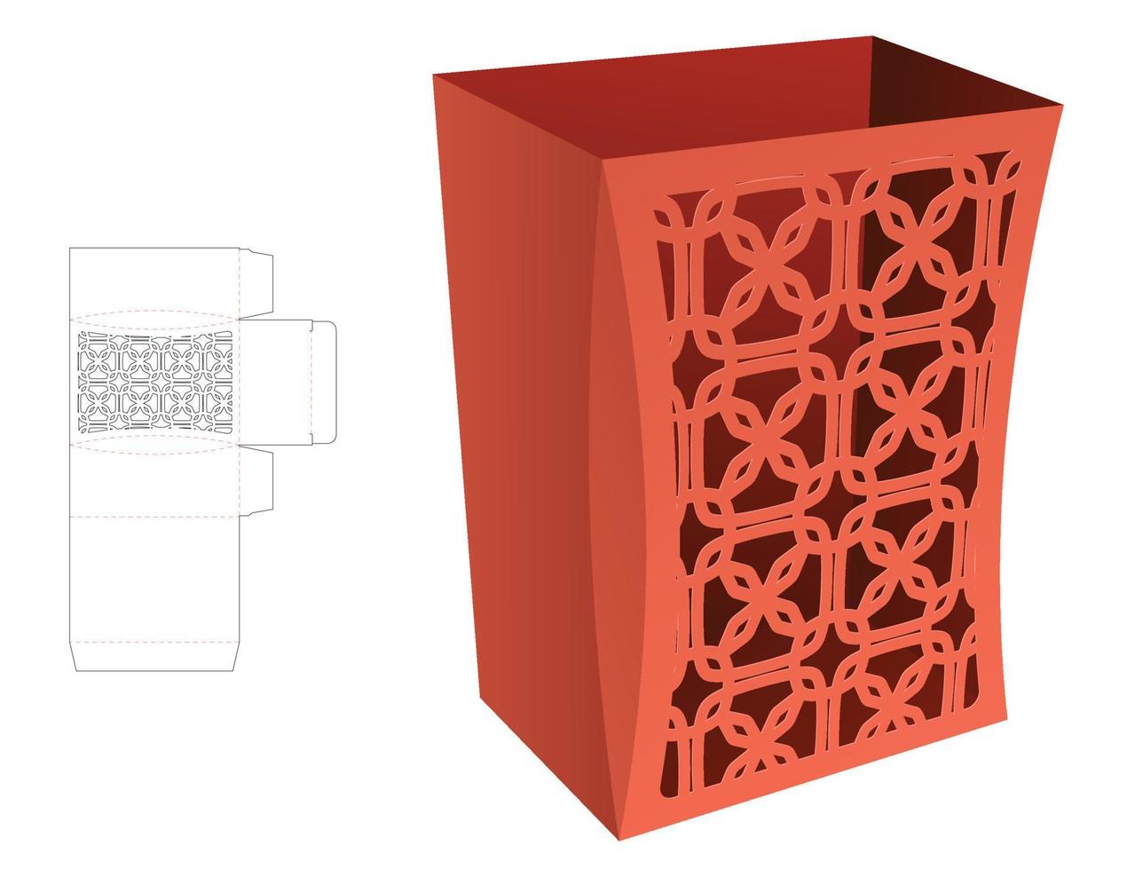 caja de papelería con esquina biselada con plantilla troquelada de ventana de lujo y maqueta 3d vector