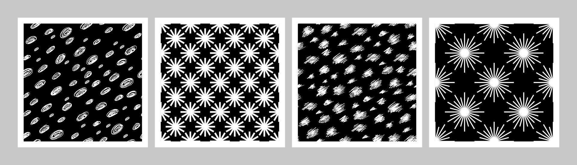collection of seamless background imitation of snow. wallpaper set vector in flat style. snow, snowflakes. winter background black and white
