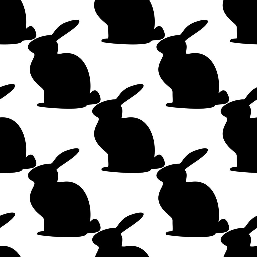 rabbit seamless pattern. black rabbit on a white background. wallpapers, textiles vector