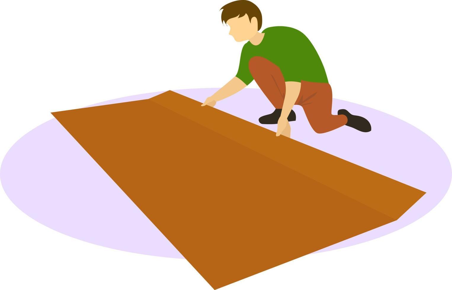 wood floor installation, floor installation service worker, construction worker concept vector illustration, flat design for web and presentation