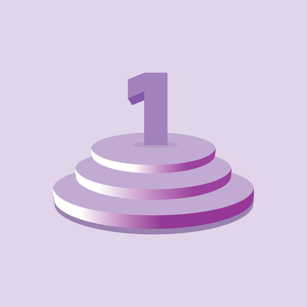 podio y numero uno 3d morado vector