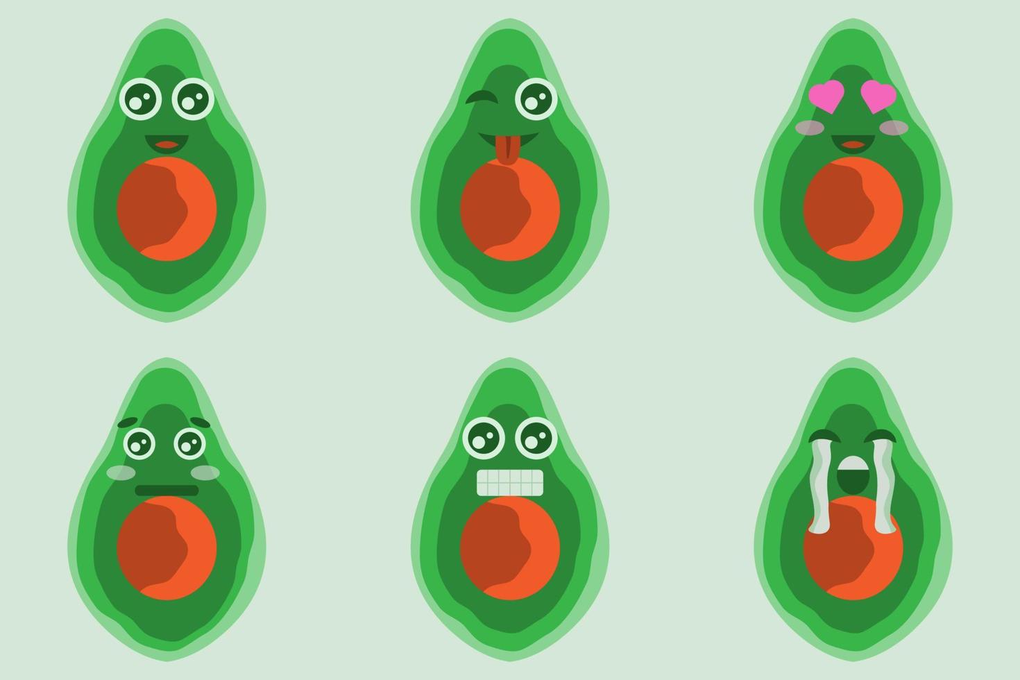 cute avocado characters with various emotions vector